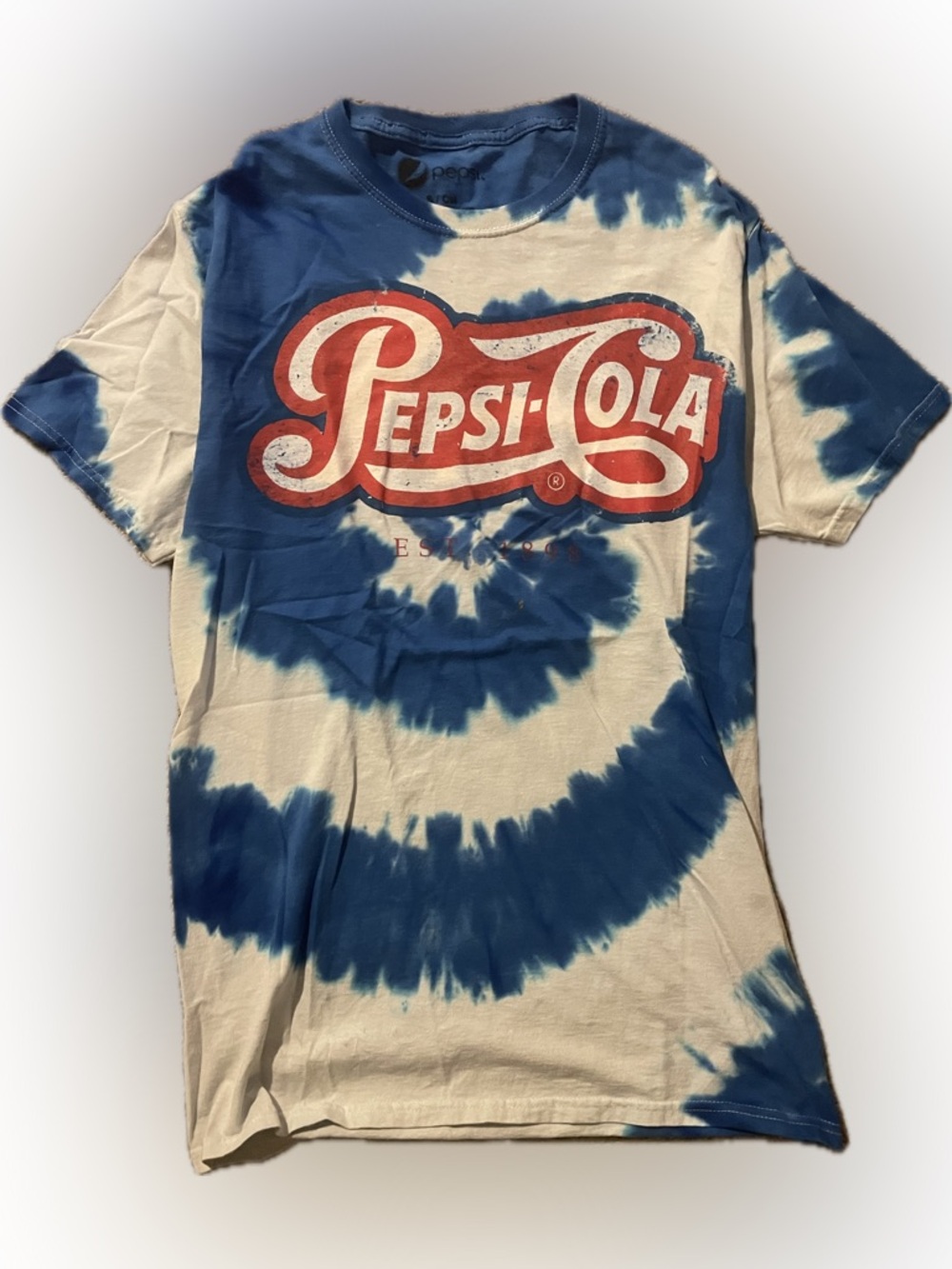 Pepsi-Cola Blue & White Tie-Dye Logo Tee
